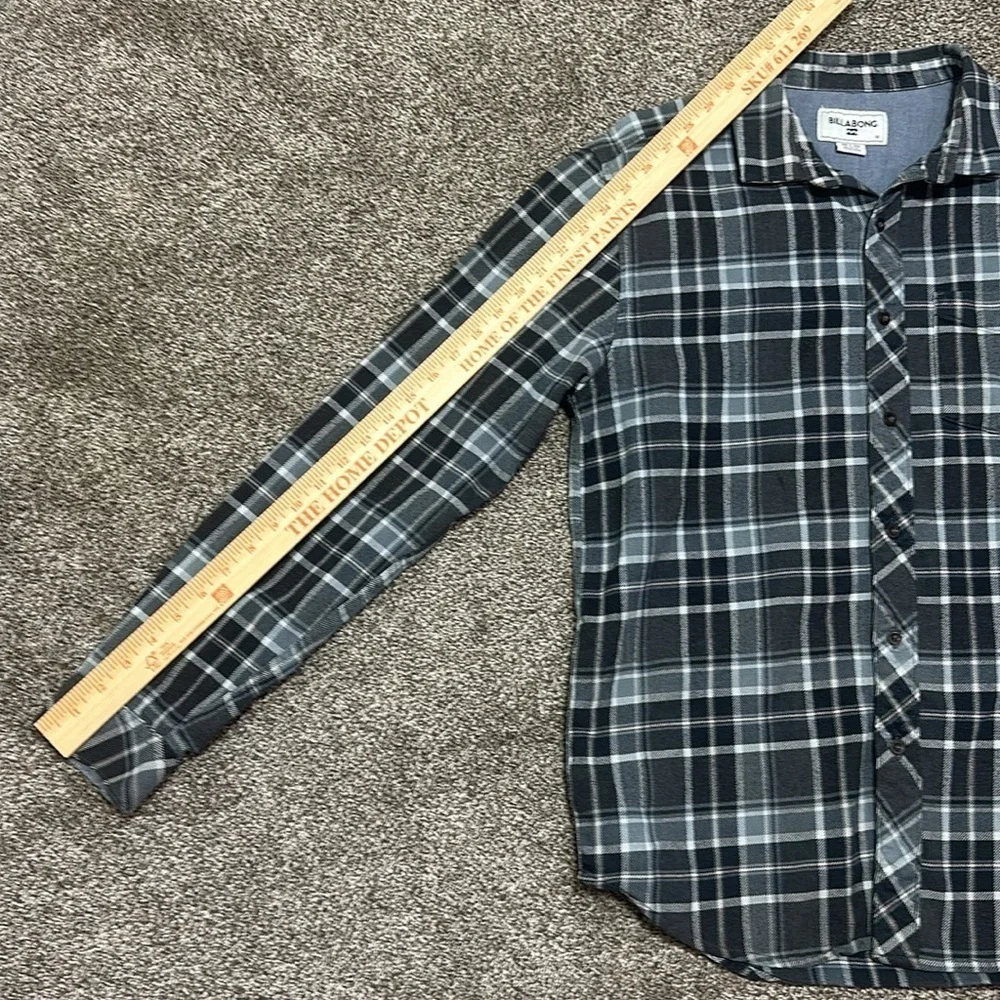 Billabong Men's Henderson Long Sleeve Woven Flannel medium Black Heather - Picture 8 of 12